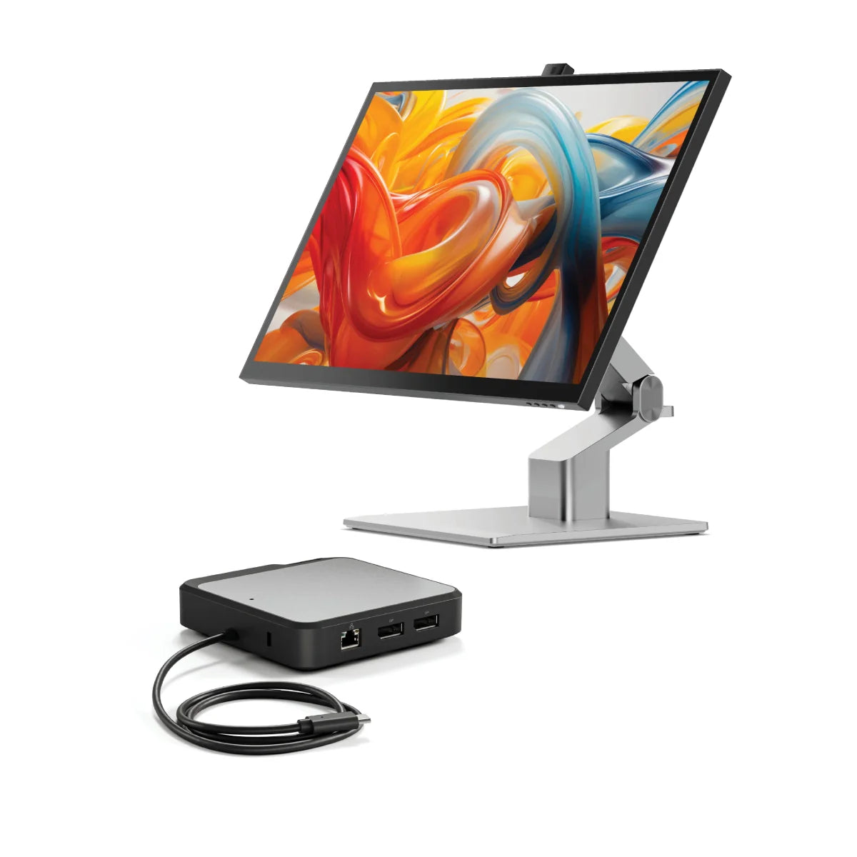 Clarity Fold Touch 27" 4K UHD Monitor with 65W Power Delivery, Webcam, Touchscreen & Fold Stand + Dual 4K Universal Docking Station - DisplayPort Edition
