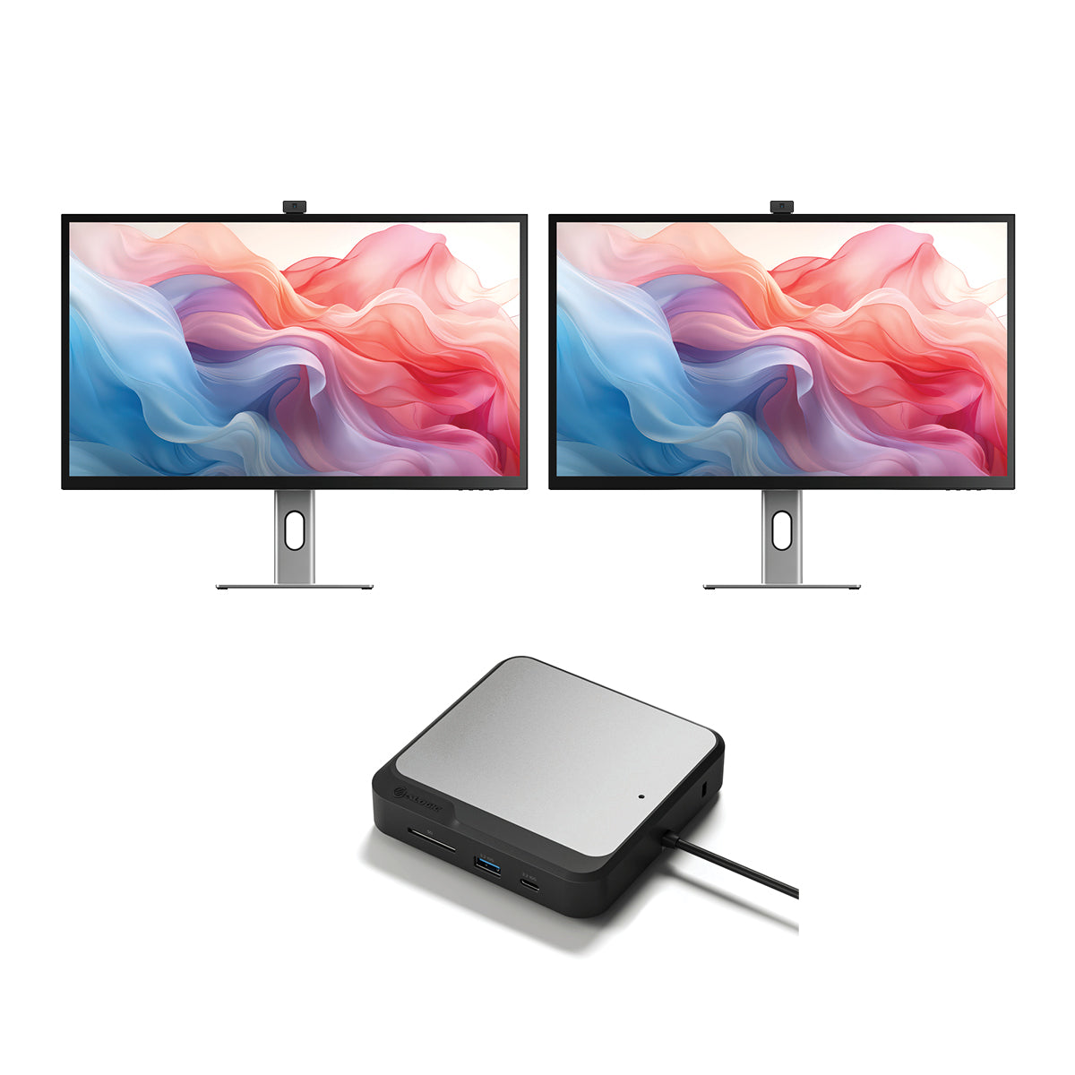 Clarity Max Touch 32" UHD 4K Monitor with USB-C Power Delivery, Webcam and Touch Screen (Pack of 2) + Dual 4K Universal Docking Station DisplayPort Edition