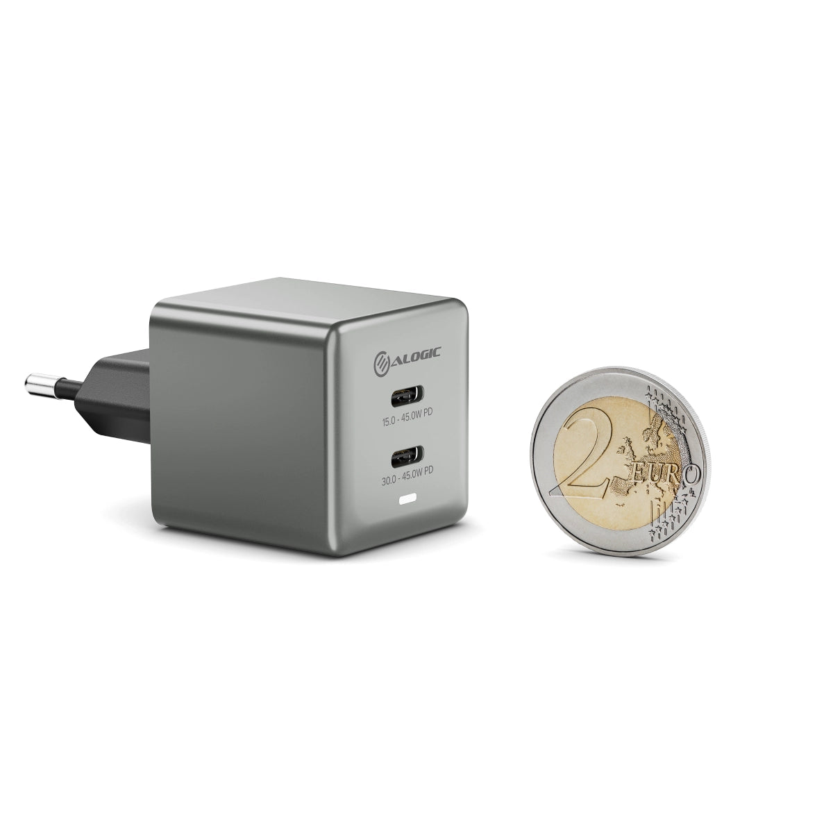 Dual USB-C Rapid Power 45W Cube GaN Charger