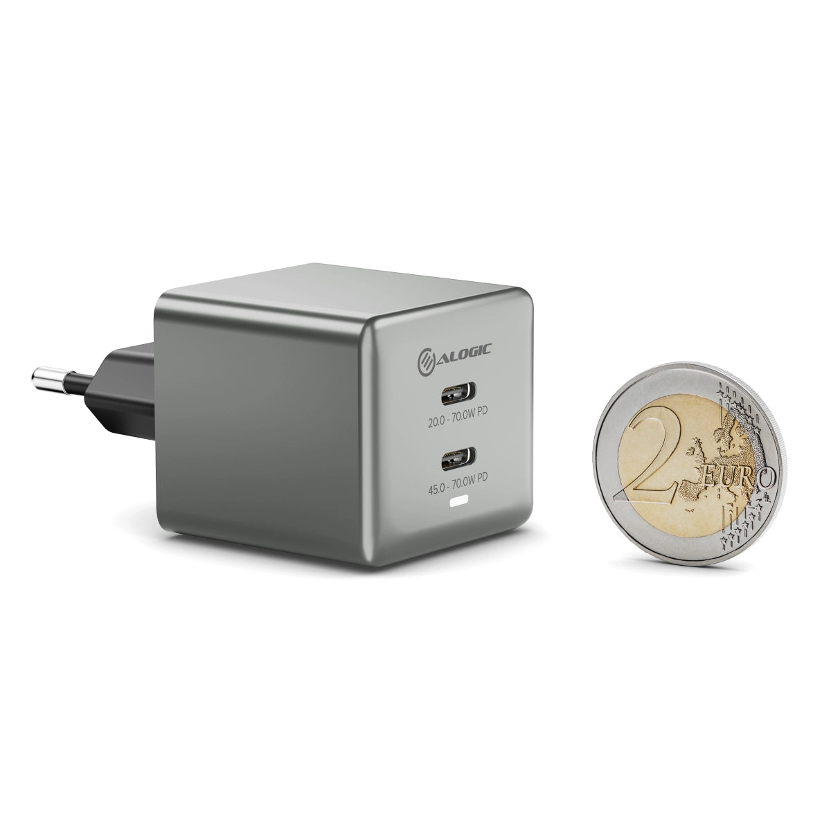 Dual USB-C Rapid Power 70W Cube GaN Charger
