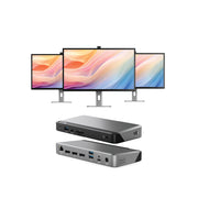 Clarity Max Pro 32" UHD 4K Monitor with USB-C Power Delivery and Webcam (Pack of 3) + DX3 Triple 4K Display Universal Docking Station - with 100W Power Delivery